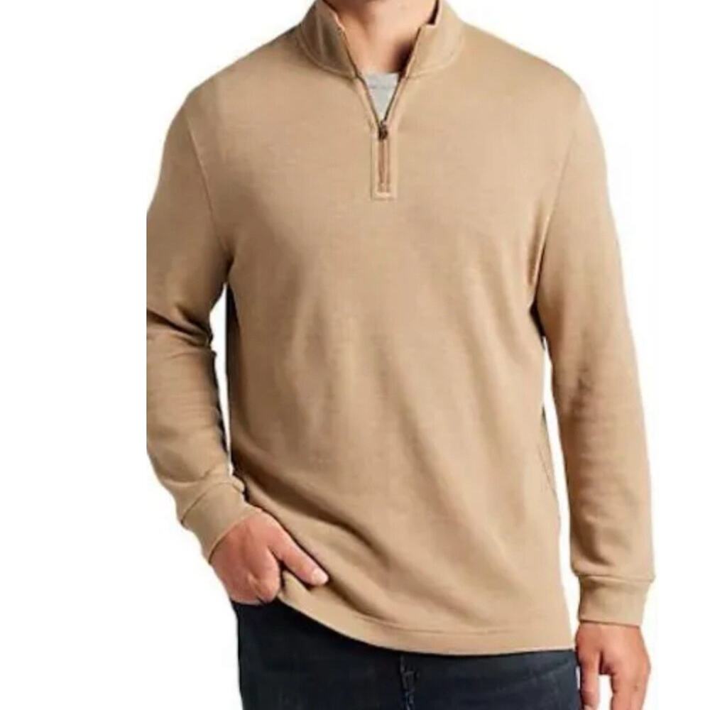 JOE Joseph Abboud Tan 1/4 Zip Long Sleeve Pullover Sweater Mens Size XL NWOT